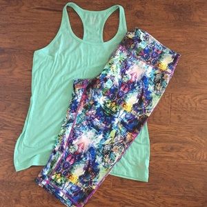 Zella crop 2XL athletic pants tropical print green